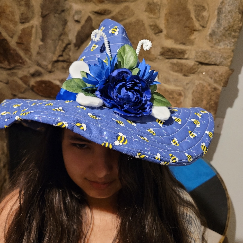 Blue bee witch hat